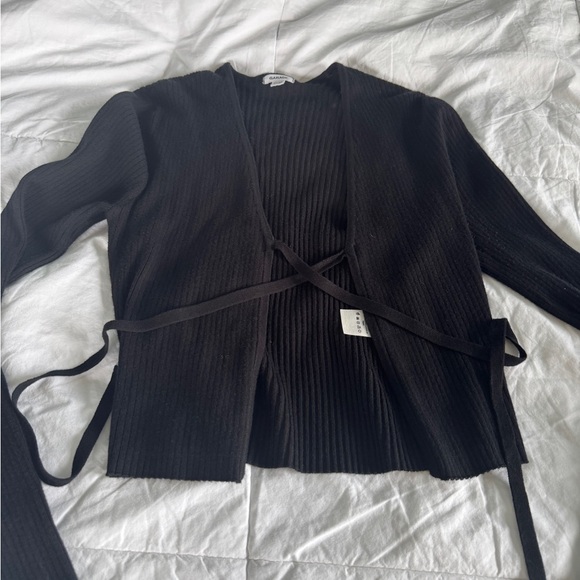 Garage Black Ribbed Tie Front Cardigan – Size XS (Never Worn) - Picture 3 of 10